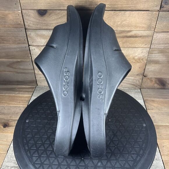 Oofos OOahh Mens Sz 10 Womens Sz 12 Sport Flex Slide Recovery Sandals Black - Picture 9 of 11